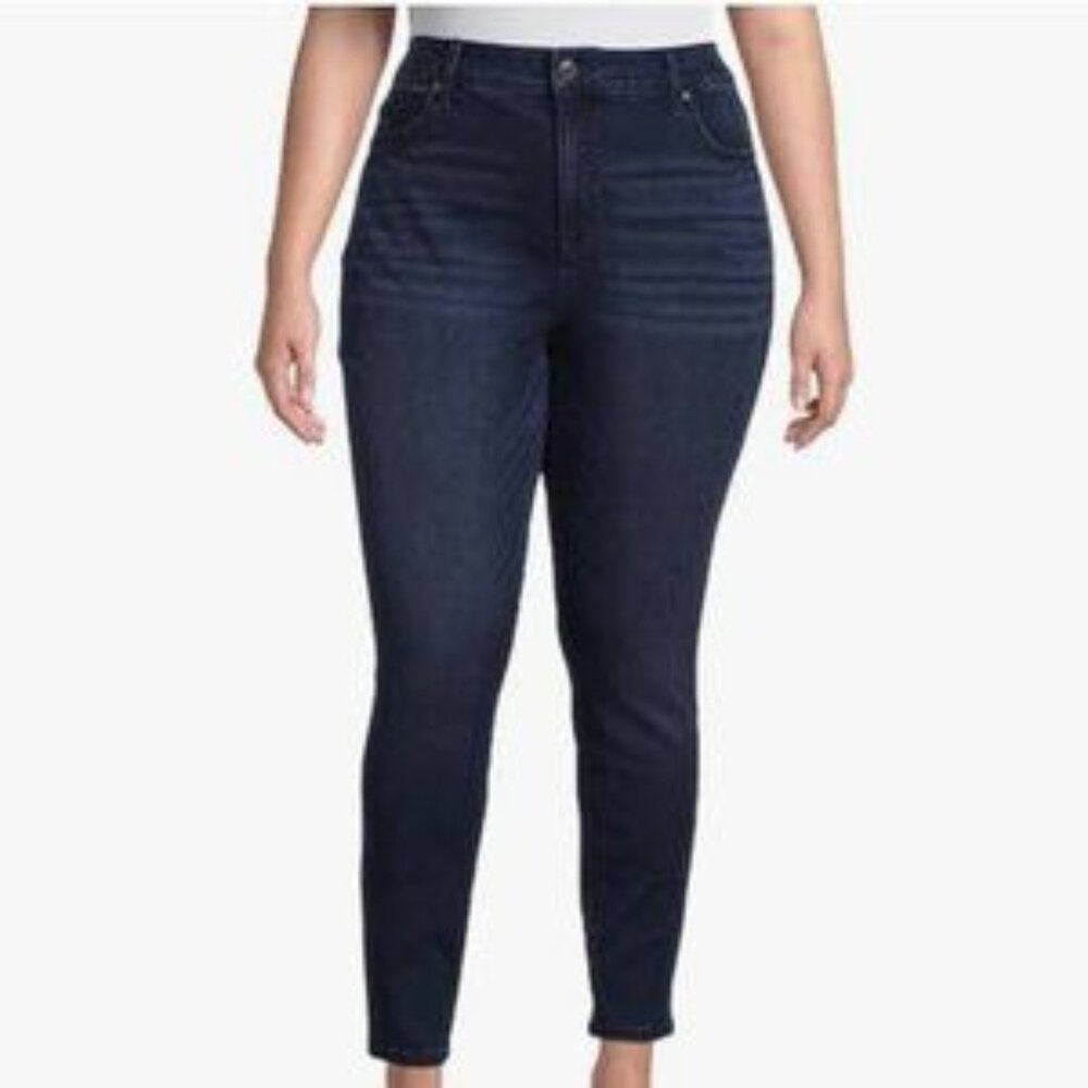 Terra & Sky Plus Size Dark Wash High Waist Skinny Jeans, 16W Women's NWT